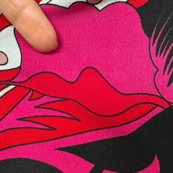 Tahari Y2K Sleeveless Halter Blouse Top Womens S Abstract Floral Print Black Red - Picture 4 of 9